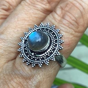 Vintage Labradorite Ring Sterling Silver size 7.5 New